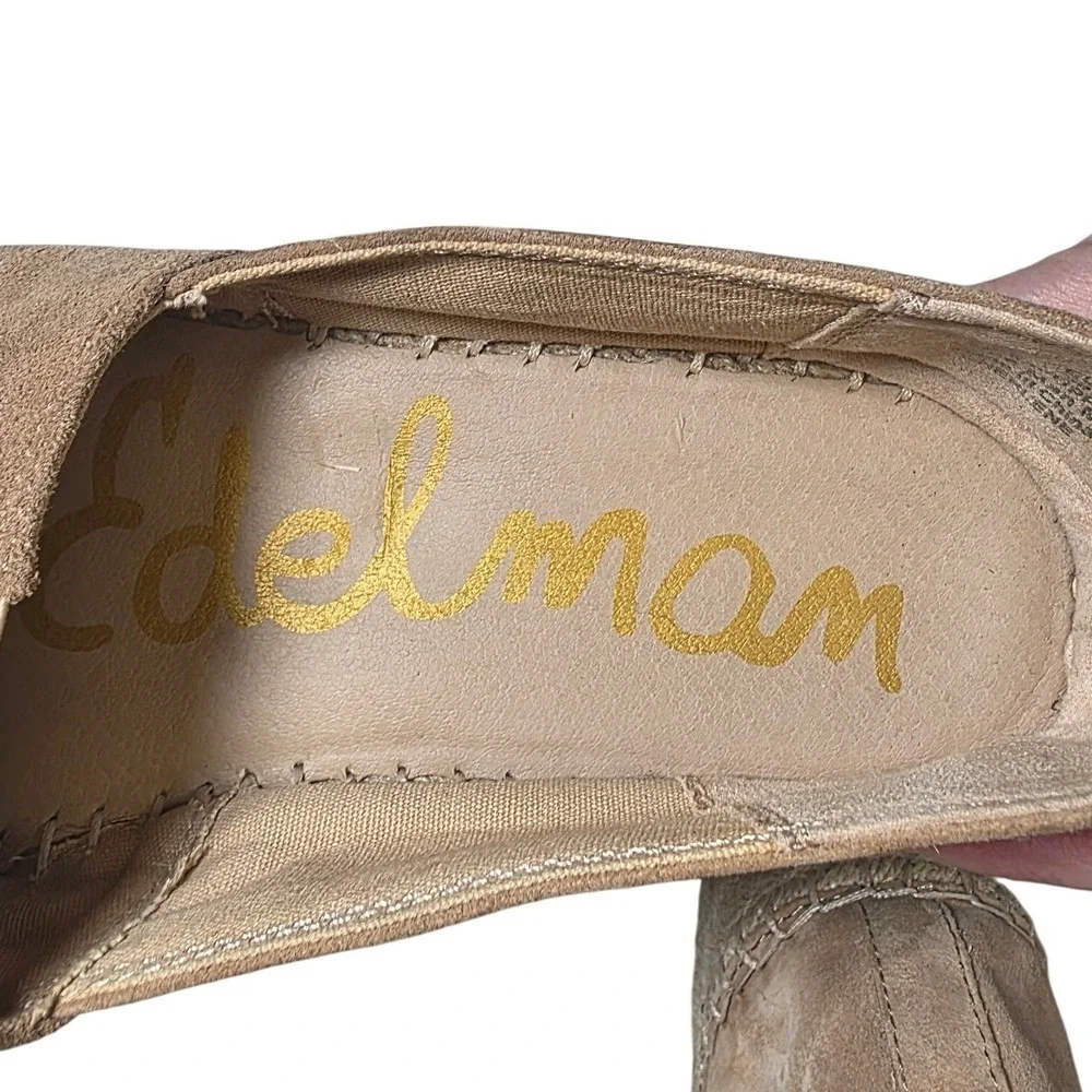 Sam Edelman Cherlene Espadrille Women 9.5 Tan Suede Platform Slip On